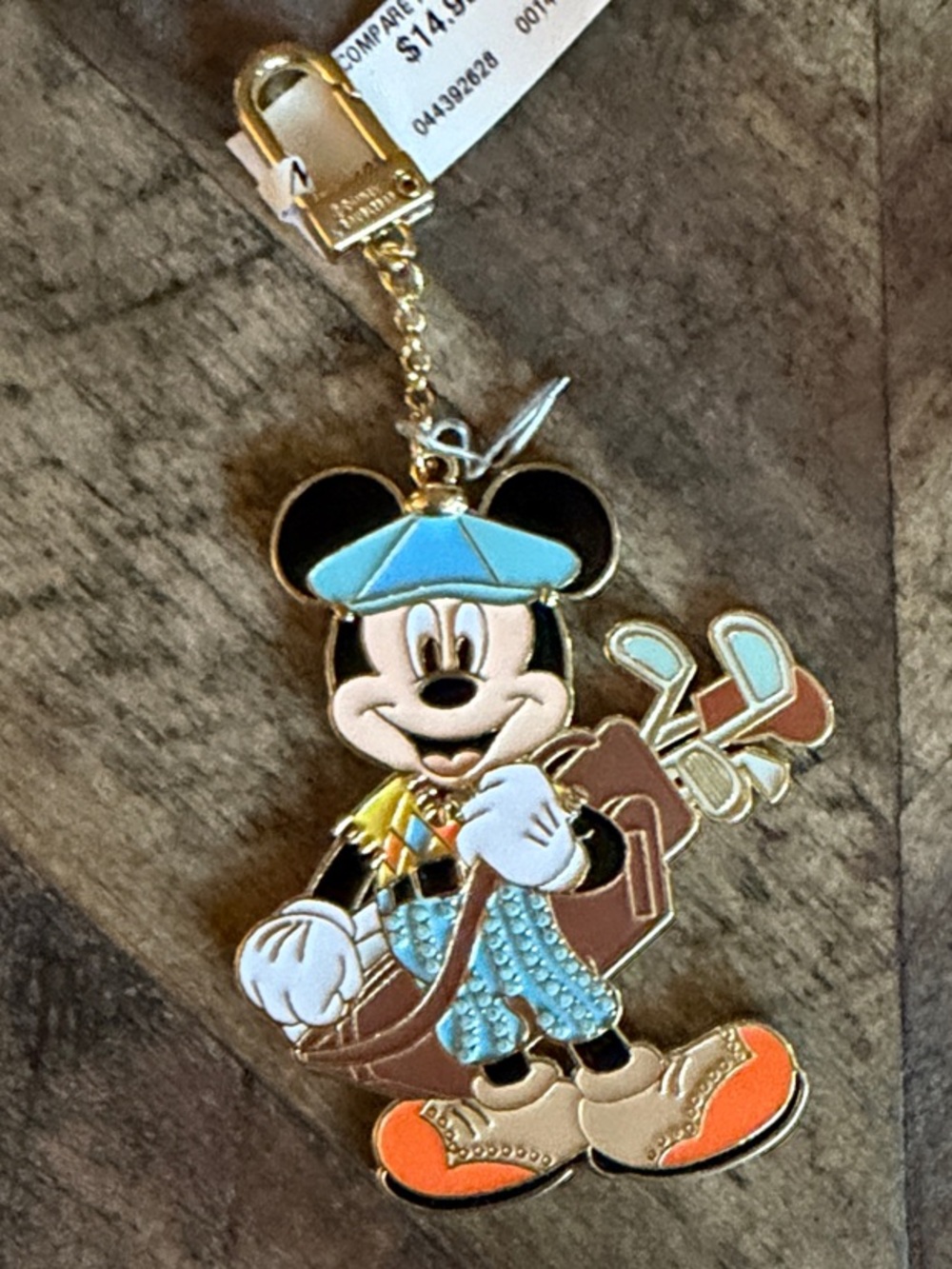 BaubleBar Mickey Mouse Golfing Enamel Charm - Blue, Orange, Gold